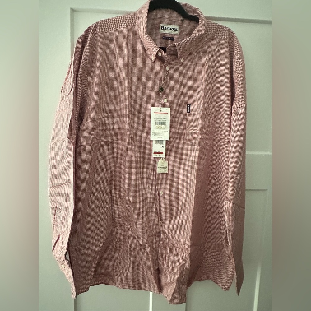 Barbour Banner Tailored fit long sleeve shirt XXL RED GINGHAM. NWT